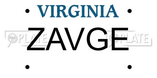 ZAVGE Virginia License Plate