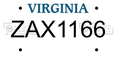 ZAX1166 Virginia License Plate