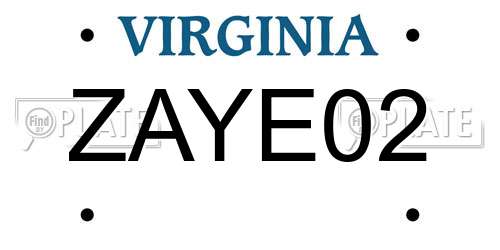ZAYE02 Virginia License Plate