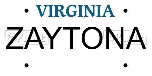 ZAYTONA Virginia License Plate