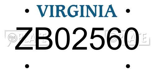 ZB02560 Virginia License Plate