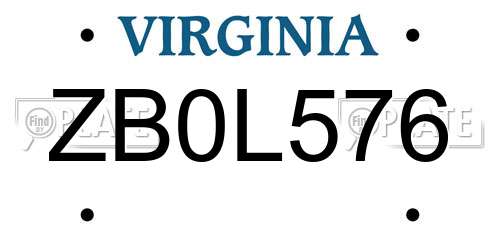 ZB0L576 Virginia License Plate