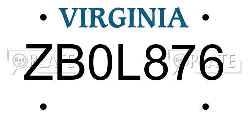 ZB0L876 Virginia License Plate