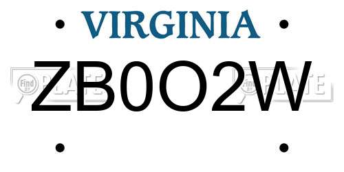 ZB0O2W Virginia License Plate