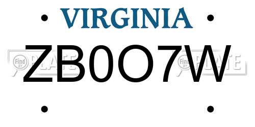 ZB0O7W Virginia License Plate