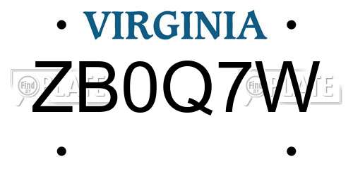 ZB0Q7W Virginia License Plate