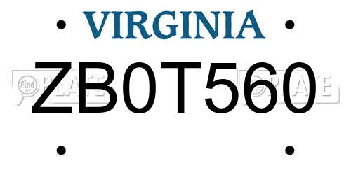 ZB0T560 Virginia License Plate