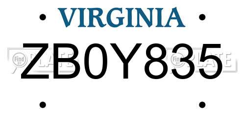 ZB0Y835 Virginia License Plate