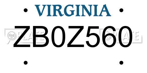 ZB0Z560 Virginia License Plate