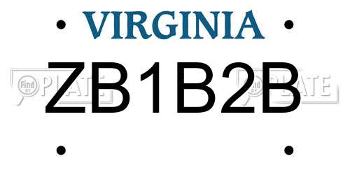 ZB1B2B Virginia License Plate