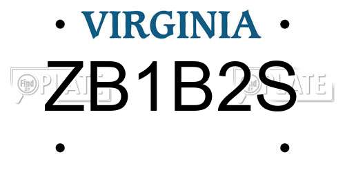 ZB1B2S Virginia License Plate