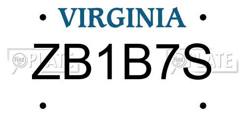 ZB1B7S Virginia License Plate
