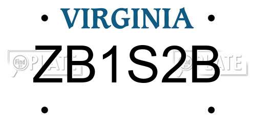 ZB1S2B Virginia License Plate