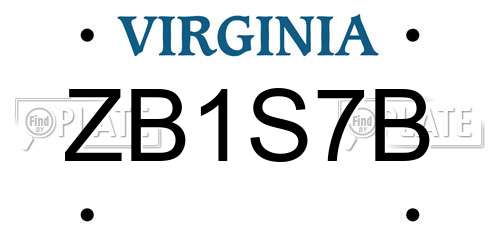 ZB1S7B Virginia License Plate