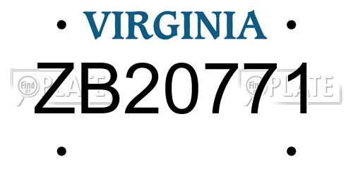 ZB20771 Virginia License Plate