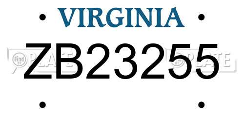 ZB23255 Virginia License Plate