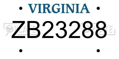 ZB23288 Virginia License Plate