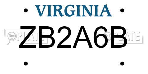ZB2A6B Virginia License Plate