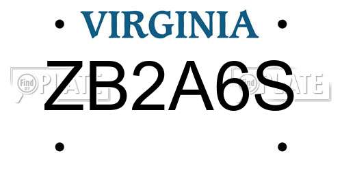 ZB2A6S Virginia License Plate