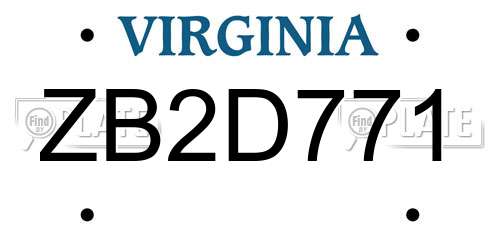 ZB2D771 Virginia License Plate