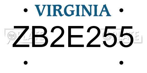ZB2E255 Virginia License Plate