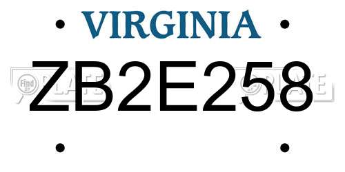 ZB2E258 Virginia License Plate