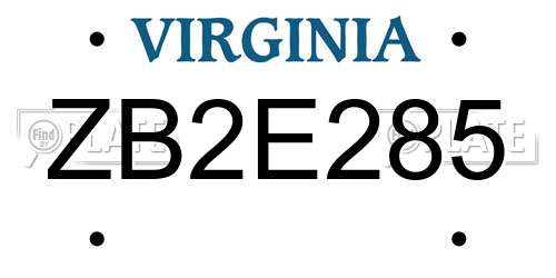 ZB2E285 Virginia License Plate