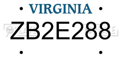 ZB2E288 Virginia License Plate