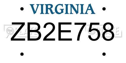 ZB2E758 Virginia License Plate