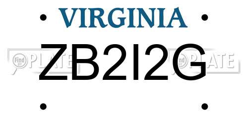 ZB2I2G Virginia License Plate