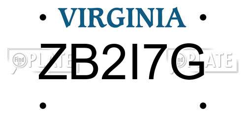 ZB2I7G Virginia License Plate