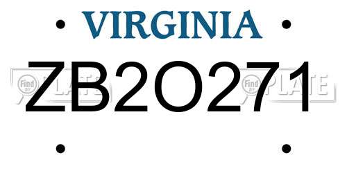 ZB2O271 Virginia License Plate