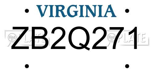 ZB2Q271 Virginia License Plate