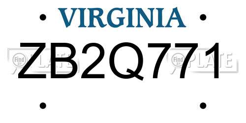 ZB2Q771 Virginia License Plate