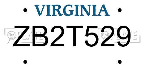 ZB2T529 Virginia License Plate