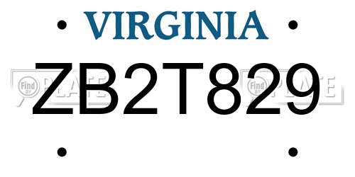 ZB2T829 Virginia License Plate