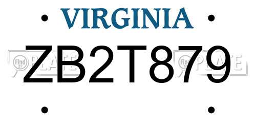 ZB2T879 Virginia License Plate