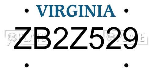 ZB2Z529 Virginia License Plate