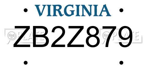 ZB2Z879 Virginia License Plate