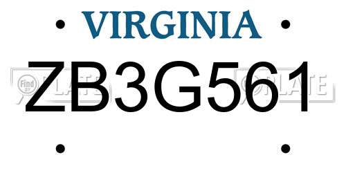 ZB3G561 Virginia License Plate