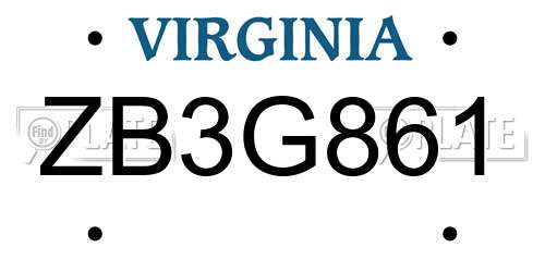 ZB3G861 Virginia License Plate