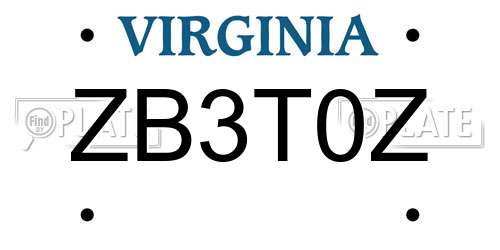 ZB3T0Z Virginia License Plate
