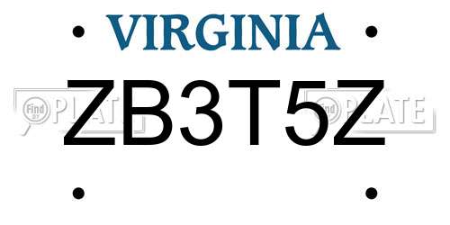 ZB3T5Z Virginia License Plate