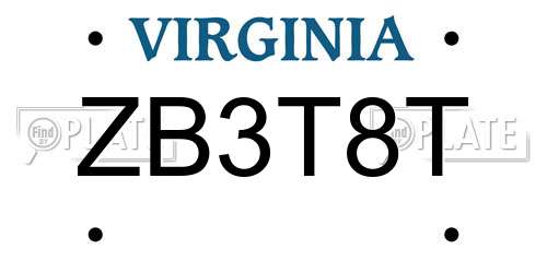 ZB3T8T Virginia License Plate
