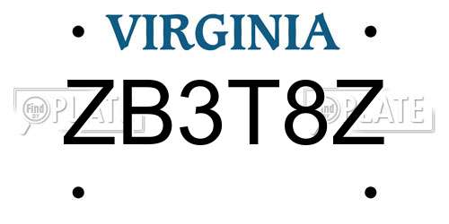 ZB3T8Z Virginia License Plate