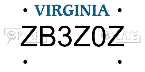 ZB3Z0Z Virginia License Plate
