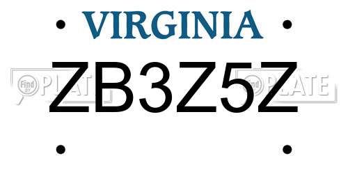 ZB3Z5Z Virginia License Plate