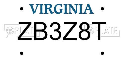 ZB3Z8T Virginia License Plate