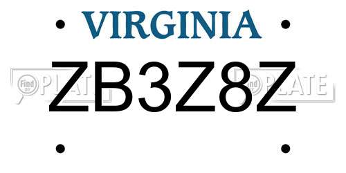 ZB3Z8Z Virginia License Plate