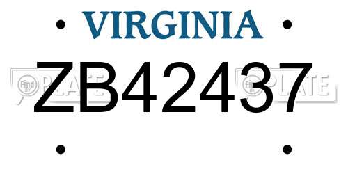 ZB42437 Virginia License Plate